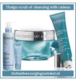 Spiruline dagcrème en eyegel + scrub of milk kado